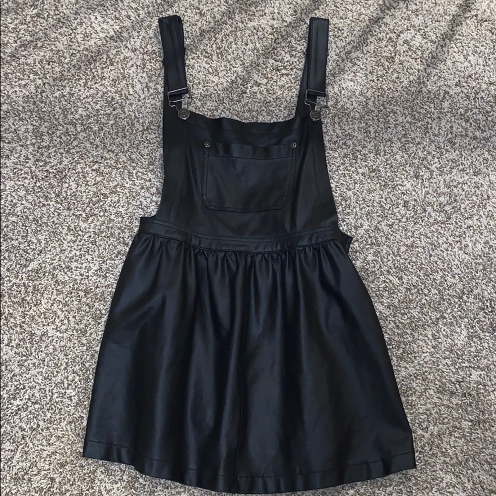 Black leather overall dress!